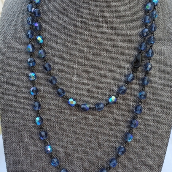 NEW stunning blue iridescent glass bead necklace - Picture 5 of 9